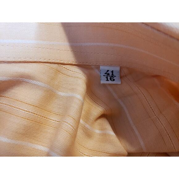 (N) Cassera Men's Shirt Italy Size 41 Stripe Long Sleeve Semi Sheer Orange - Picture 8 of 10